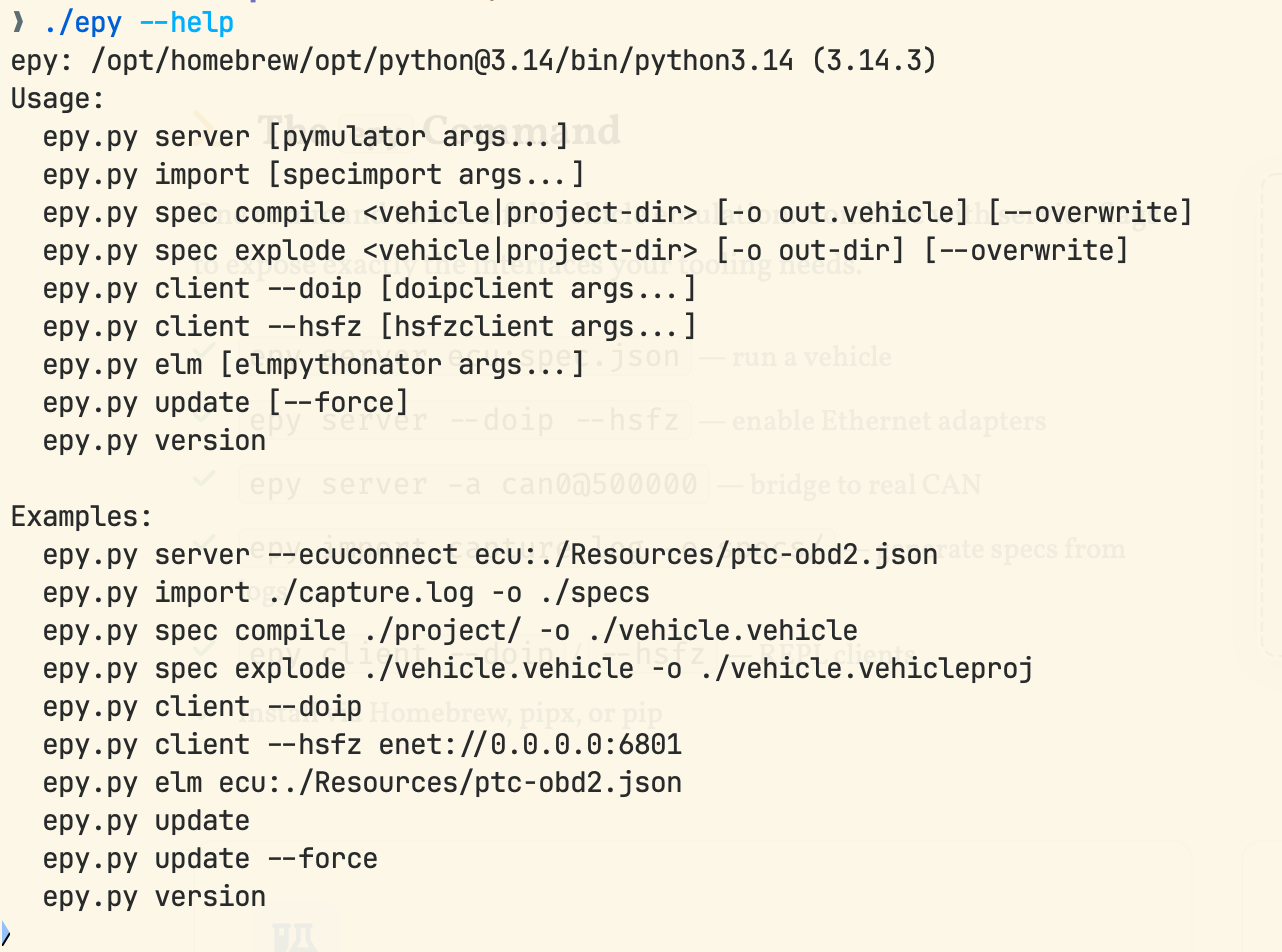 epy CLI in action