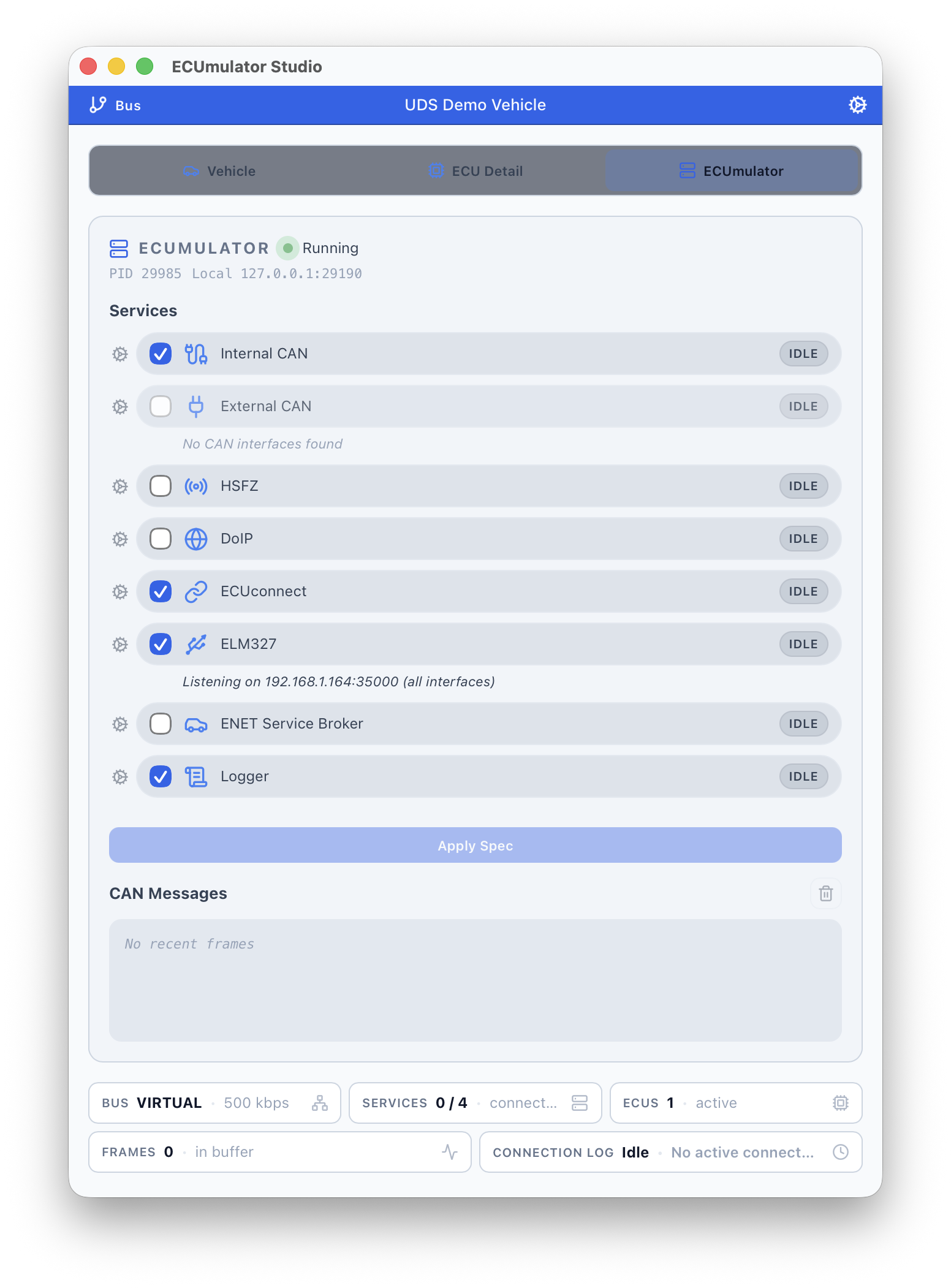 Service dashboard